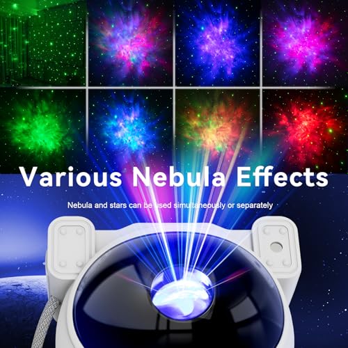 Mooyran White Astronaut Galaxy Night Light Projector with Timer & Remote