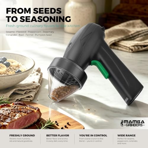 63mm Electric Seed Grinder - Rechargeable USB-C Spice Mill, Black