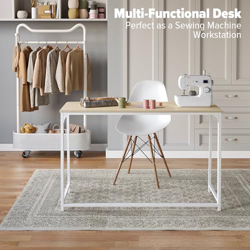 Extra Large Folding Computer Desk 47.2 x 19.6 Inches Oak Finish for Small Spaces