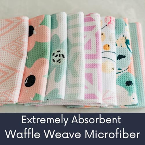 Desert Aqua 3-Piece Microfiber Kitchen Towel Set with Waffle Weave & Hanging Loops