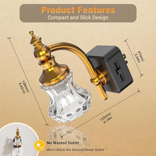 JandCase Vintage Glass Flower Night Light - Wall Plug-In Nightlight - Flower / 2