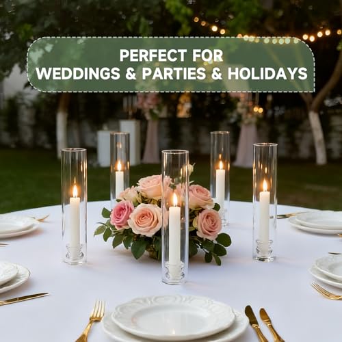Novyxis 20 Pack Clear Glass Hurricane Candle Holders 12.6" Open Ended for Pillar & LED Candles