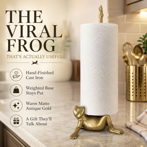 WallCharmers Gold Frog Paper Towel Holder & Metal Toilet Stand