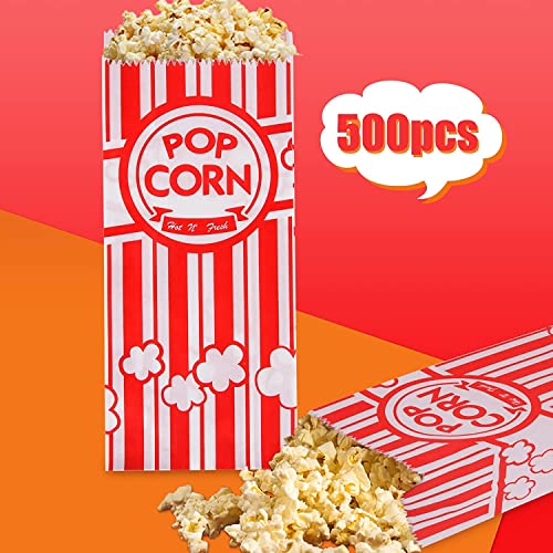 1000 Pieces Paper Popcorn Bags - 1 Oz Individual Servings for Party & Carnival - Red & White Striped - Bulk Snack Bags