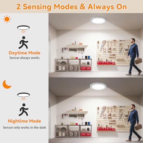 Rechargeable LED Ceiling Light with Remote - White 2-Pack