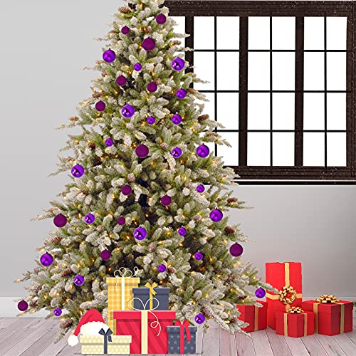 Emopeak 24 Count Purple Mini Christmas Balls Ornaments 1.2 Inch (Purple, 1.2 Inch)