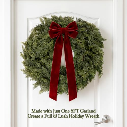 Celeora 9FT Artificial Cedar Garland Real Touch Christmas Greenery for Mantel Decor