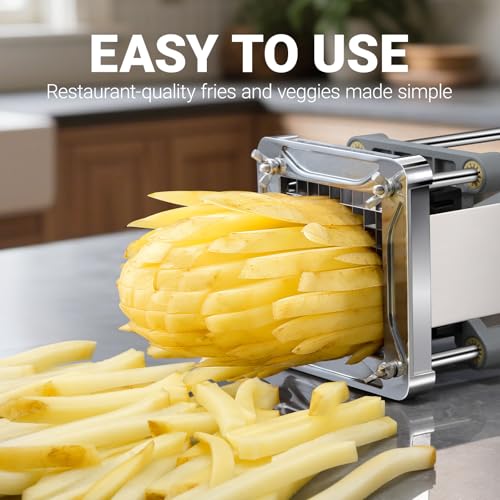 French Fry Cutter with 1/4, 3/8 & 1/2 Inch Blades - Heavy Duty Potato Slicer