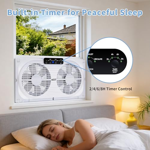 Beyond Breeze 9-Inch Window Fan with Reversible Airflow, Timer & Remote Control - Includes Bug Screen