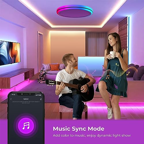 BLNAN 13 Inch Smart RGB LED Flush Mount Ceiling Light with Remote, Dimmable Color Changing Fixture, Alexa Google Compatible