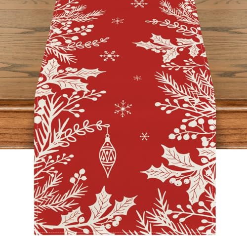 Hello Winter Christmas Table Runner Xmas Tree Buffalo Plaid