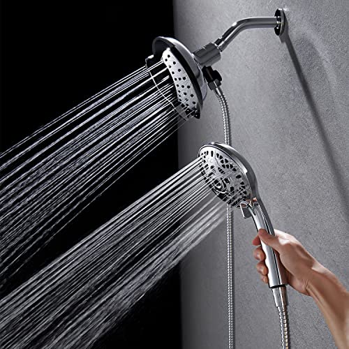 2-in-1 Shower Head with Handheld Combo - Silver Round, 2.5 GPM High Pressure