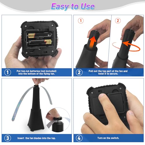 6 Pack Portable Battery-Operated Food Fans with Holographic Blades for Picnic and Party