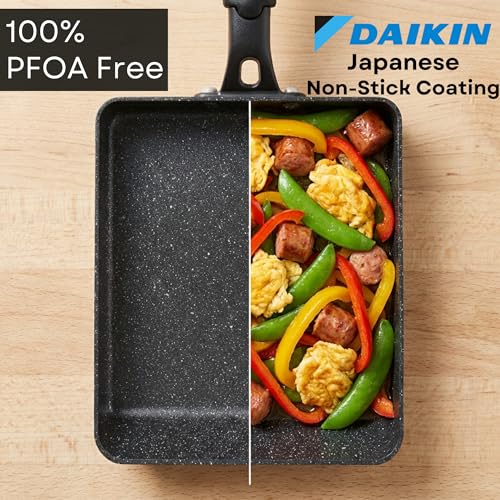 HAPPI STUDIO Tamagoyaki Pan - Japanese Egg with Lid, Square 7x6 Inch