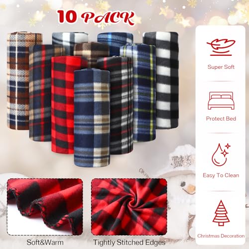Hahafelt Vintage Plaid Flannel Throw Blanket 10-Pcs 50 x 60 in
