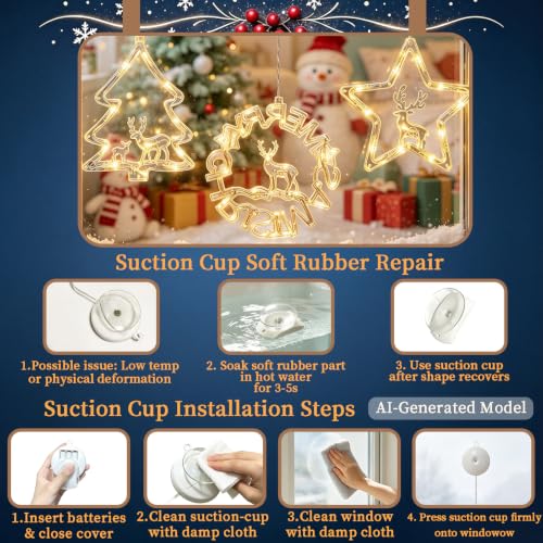 Gooyule Warm White 3-Pack Window Silhouette Lights with 6/18h Timer (Battery Operated) Indoor Xmas