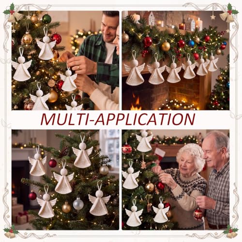 Novabright 6 Pack 3.15" Christmas Crochet Angel Ornaments Bulk for