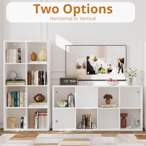 IRONCK 8-Cube Storage Organizer Reversible Bookshelf - White