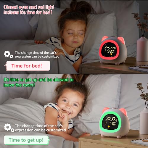 ANALOI Pink Kids Alarm Clock with Ok to Wake & Sleep Training for Girls