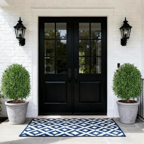 Green Boxwood Artificial Topiary Trees 24-Inch Outdoor Faux Bushes, 2 Pack