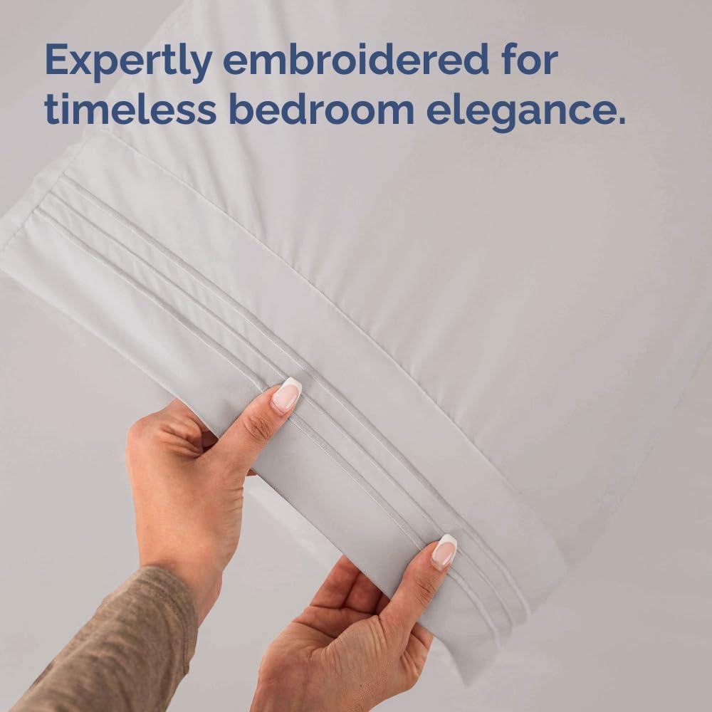 King Pillow Cases by [Brand Name] - Ultra Soft Hotel Quality Covers | Cozy, Wrinkle-Free & Fade Resistant - Light Grey, Set of 2