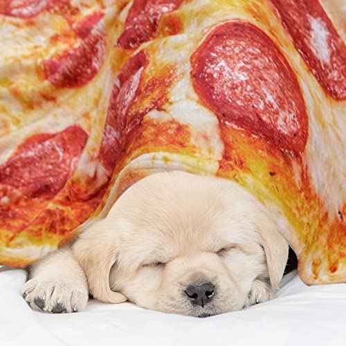 QiyI Pizza Blanket for Adults Kids, 2.0 Double Sided Giant Food Throw Blanket, Funny Pizza Gifts, Thanksgiving Christmas Novelty Round Taco Blankets, Warm Soft Tortilla Blanket 60" in Diameter, Red