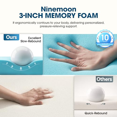 Queen Size Cooling Gel Memory Foam Mattress Topper - 3 Inch Support & Breathable Cover