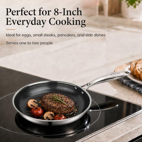 8 Inch Nonstick Frying Pan with Ceramic Coating, Compatible with All Cooktops