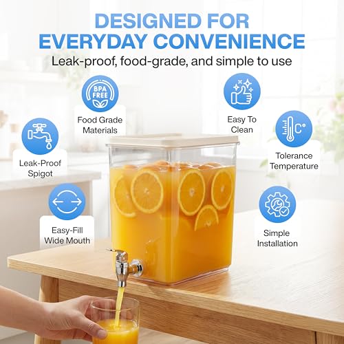 2 Gallon Stackable Drink Dispenser Set - Cube Design for Fridge & Parties - 3 Pack