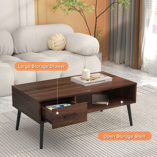 Mid Century Modern Coffee Table with Storage - Walnut, CT001B