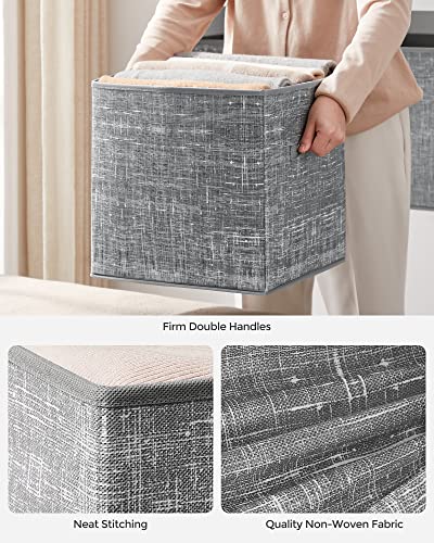 SONGMICS 13-Inch Gray Foldable Storage Cubes Set of 6 for Closet & Home Organization