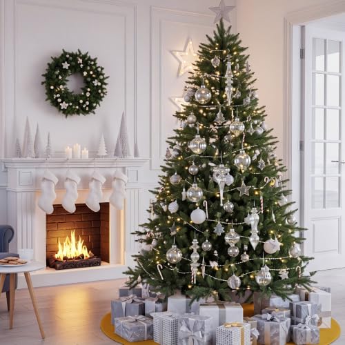 Soulchen 12 Pcs Mercury Glass Christmas Ornaments, Clear & Mixed Shapes (12 Pieces)