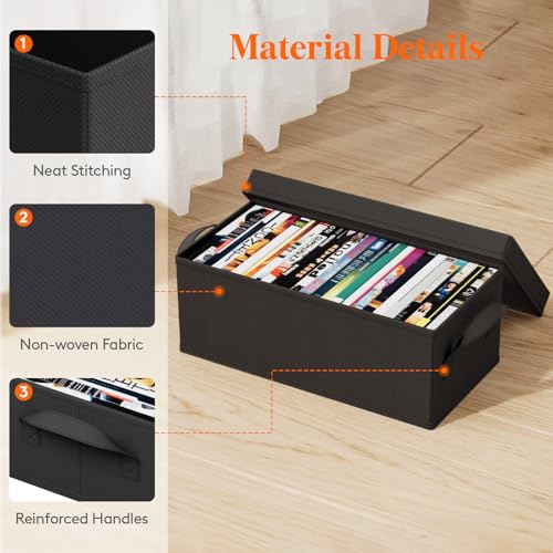 Lifewit 4 Pack DVD Storage Box Set with Lid - Stackable, Holds 100 DVDs, 15.7 x 7.9 x 6.3 Inches