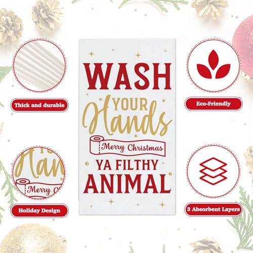 Home Alone Christmas Paper Guest Towels - Festive 50 Pack Hand Napkins, Holiday Bathroom Decor