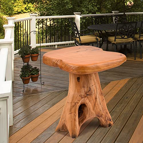 14" x 12.5" Live Edge Wood Side Table - Natural Recycled Cedar Plant Stand, Indoor & Outdoor Use