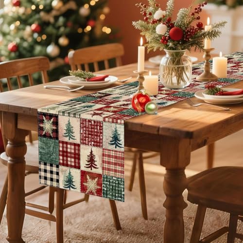 RABUSOFA Christmas Table Runner 13 x 72 in, Red – 100% Polyester, Durable Holiday Decor