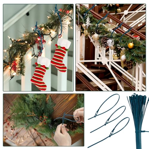 Jeyeou 50pcs Christmas Garland Ties 40cm Nylon Adjustable Wreath Hanger
