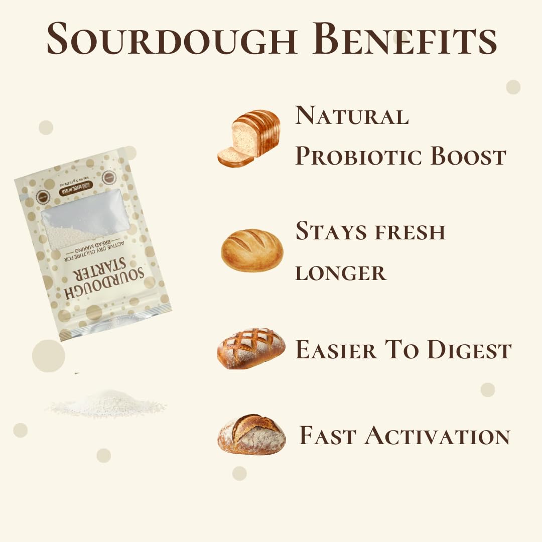 Sourdough Starter Culture – Dehydrated Wild Dry Yeast for Baking Homemade Artisan Bread – Organic, Non-GMO, Fresh, Long-Lasting & Beginner-Friendly (5 Grams)