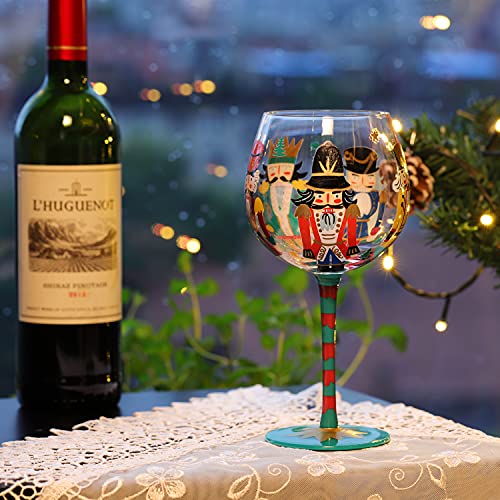 Nutcracker Balloon Wine Glass 20 oz - Hand Painted Christmas Gift