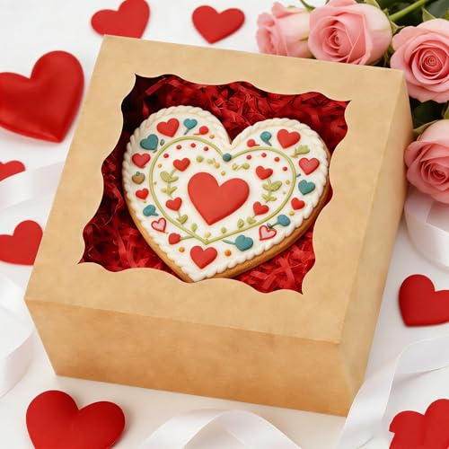 100pcs Cookie Boxes 4x4x2.5 Inch Bakery with Window Dessert Box