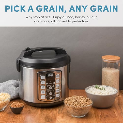 AROMA Professional Plus 20-Cup Digital Rice Cooker & Food Steamer, Slow Cooker, Model ARC-5000SB