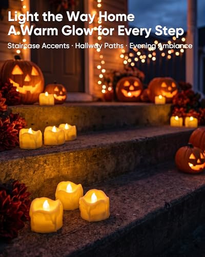 Homemory Ivory Dripping Flameless LED Tea Lights 12 Pack - Warm White, 1.58" x 1.2"