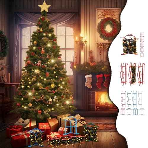 Set of 6 Light & Cord Wind Up Christmas Light Storage, Strong & Hangable, for Organizing Christmas Lights & Electric Cords, Each Holds Up to 98 ft (2 Red 2 Green Grey Blue, 7inch x 8inch)