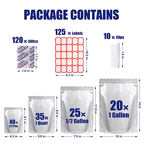Lebodu 120 Mylar Bags with x 300cc Oxygen Absorbers for Food Storage