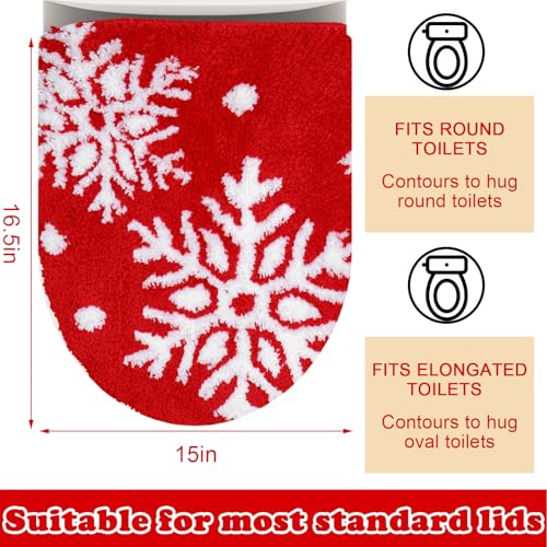 FYSUIMU Christmas Toilet Seat Cover Red White Winter Snowflake Soft