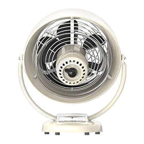 Vornado VFAN Vintage White Desk Fan - Small 3-Speed Metal Table Fan for Bedroom & Office