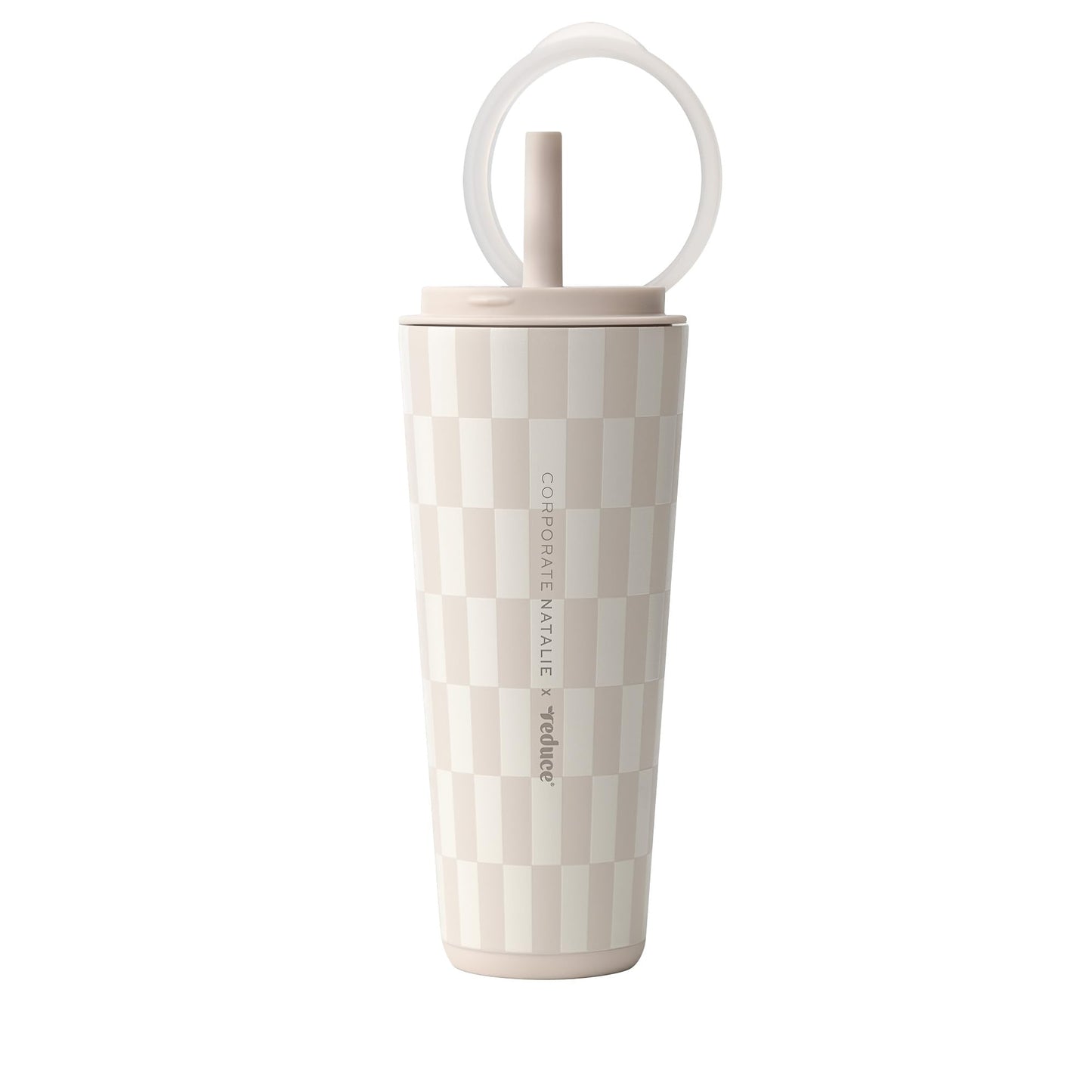 REDUCE Halo 32 oz Stainless Steel Vacuum Insulated Tumbler - Spill Proof Travel Mug with Flip Handle Lid - Keeps Drinks Cold for 32 Hrs - Dishwasher Safe - Cupholder Friendly - Feeling Neutral