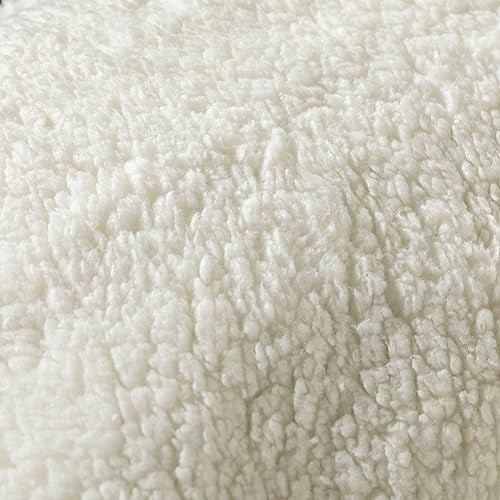 STONECREST White/Beige Sherpa Recliner Chair Cover 23" Regular Slipcover - Stay in Place, Non-Slip Faux Leather Back, Winter Cozy