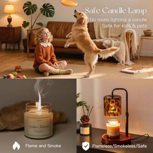 Candeldo Tortoise Shell Candle Warmer Lamp with Timer & Adjustable Height