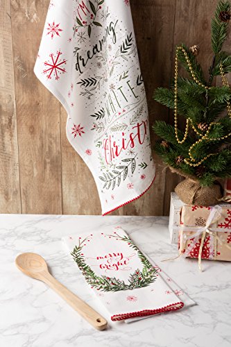 DII Noel Christmas Kitchen Towel Set - Floral Tea Towels for Baking & Cleaning, 18x28, 2 Pieces